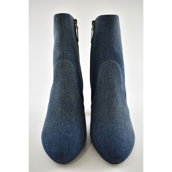 Saint Laurent Lou 75 Blue Jeans Denim YSL Zip Block Heel Ankle Bootie Boot 36.5 - Picture 5 of 12